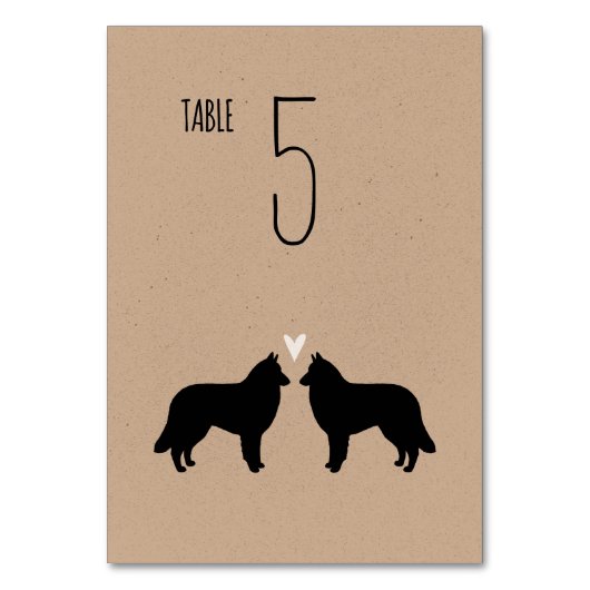Numéro De Table Silhouettes de Chien Tervuren Belge Réception de M (Dos)