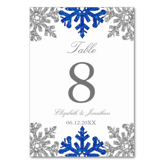 Numéro De Table Silver Blue Snowflake Mariage d'hiver (Par défaut)