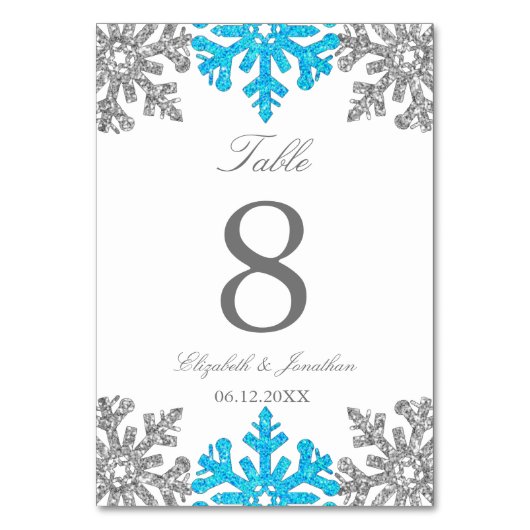 Numéro De Table Silver Blue Snowflake Mariage d'hiver (Par défaut)