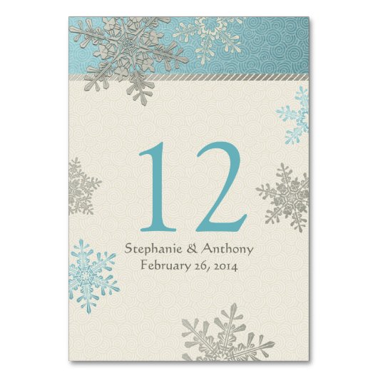 Numéro De Table Silver Ice Blue Ivory Flammes de neige Mariage d'h (Par défaut)