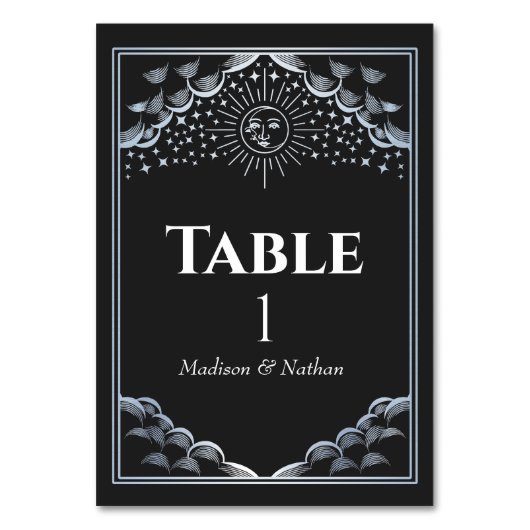 Numéro De Table Silver Sun and Moon Tarot Wedding (Par défaut)