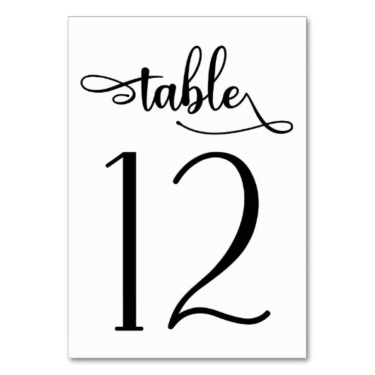 Numéro de table simple 3,5x5 noir | Tableau 12 (Par défaut)