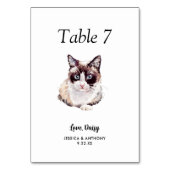 Numéro De Table Simple Aquarelle Moderne Chat Mariage (Par défaut)