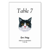 Numéro De Table Simple Aquarelle Moderne Chat Mariage (Par défaut)
