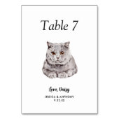 Numéro De Table Simple Aquarelle Moderne Chat Mariage (Par défaut)