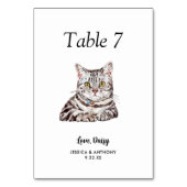 Numéro De Table Simple Aquarelle Moderne Chat Mariage (Par défaut)