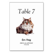 Numéro De Table Simple Aquarelle Moderne Chat Mariage (Par défaut)
