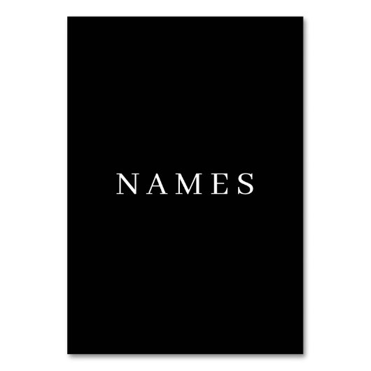 Numéro De Table Simple Black Custom Ajouter Votre Nom Élégant (Dos)
