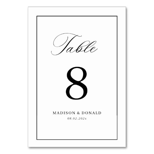 Numéro De Table Simple black frame calligraphy table number (Par défaut)