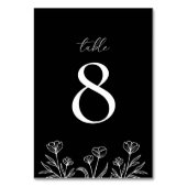 Numéro De Table Simple Black Moderne Floral Mariage (Dos)