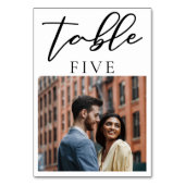 Numéro De Table Simple Black Script Modern Couple Photo Mariage (Dos)