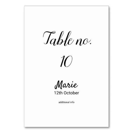 Numéro De Table simple blanc noir classique edi bat mitzvah (Par défaut)