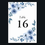 Numéro De Table simple cadre floral bleu mariage<br><div class="desc">Numéro de table simple mariage floral bleu aquarelle.</div>