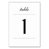 Numéro De Table Simple Classic Table Card (Dos)