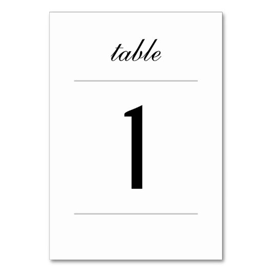 Numéro De Table Simple Classic Table Card (Dos)