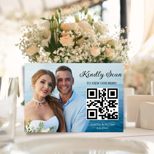 Numéro De Table simple code qr minimum mariage menu photo chic