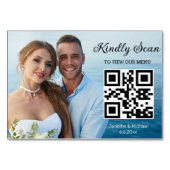 Numéro De Table simple code qr minimum mariage menu photo chic (Dos)