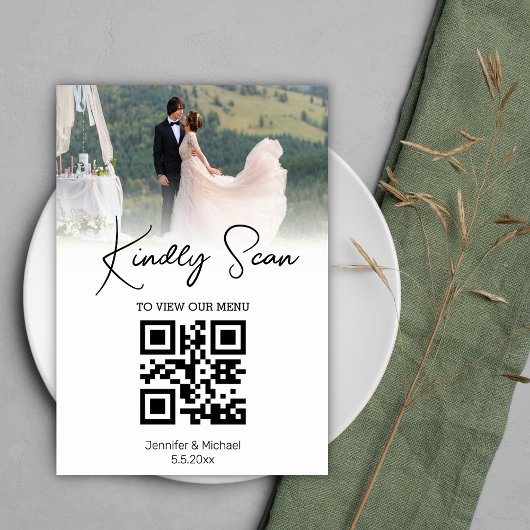 Numéro De Table simple code qr simple menu mariage photo