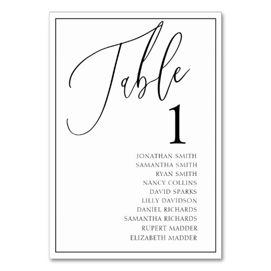 Numéro de table simple de Mariage noir et blanc (Par défaut)