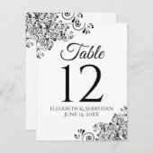 Numéro de table simple de Mariage noir et blanc (Devant / Derrière)