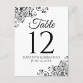 Numéro de table simple de Mariage noir et blanc (Dos)