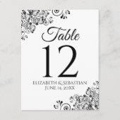 Numéro de table simple de Mariage noir et blanc (Devant)