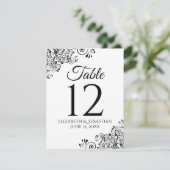 Numéro de table simple de Mariage noir et blanc (Debout devant)