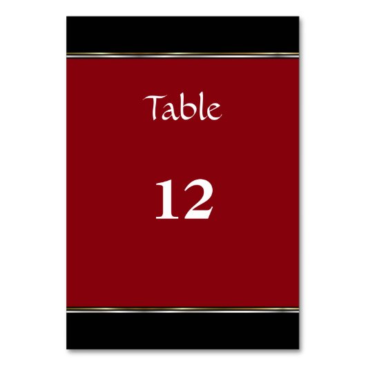 Numéro de table simple de Mariage noir et rouge (Par défaut)