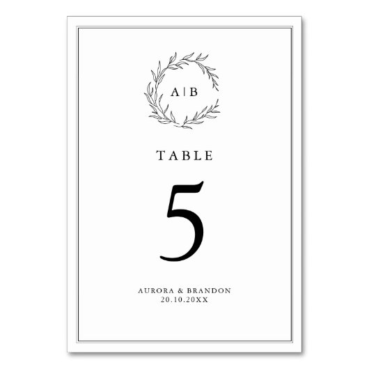 Numéro De Table Simple Delicate Floral Timeless Sage Mariage vert (Dos)