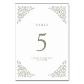 Numéro De Table Simple Delicate Floral Timeless Sage Mariage vert (Dos)
