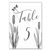 Numéro De Table Simple Dragonfly et Cattails Black White Mariage (Dos)