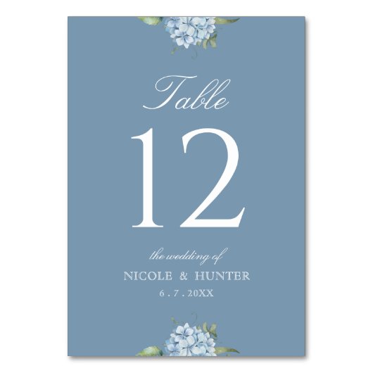 Numéro De Table Simple Dusty Blue Hydrangea Wedding Table Number (Par défaut)