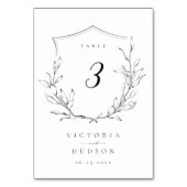 Numéro De Table Simple élégance botanique crête mariage monogramme (Dos)