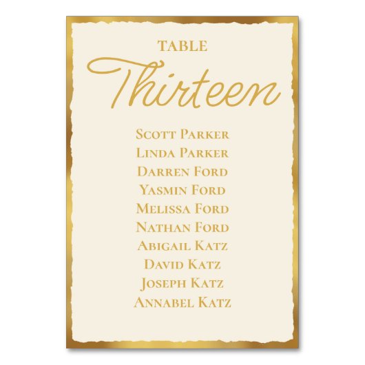 Numéro De Table Simple Elegance Ecru Gold Arête de siège graphique (Par défaut)