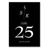 Numéro De Table Simple Elegance Feuille Monogram Mariage chic (Dos)