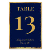 Numéro De Table Simple élégance Personnalisée Marine Bleu Or Bord (Dos)