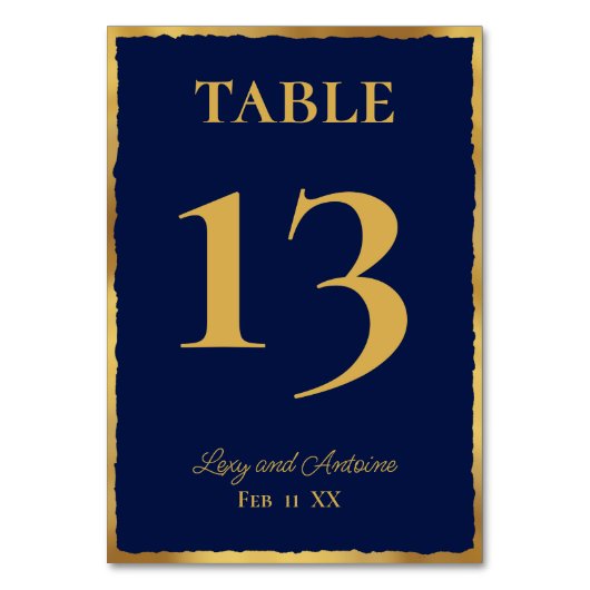 Numéro De Table Simple élégance Personnalisée Marine Bleu Or Bord (Par défaut)