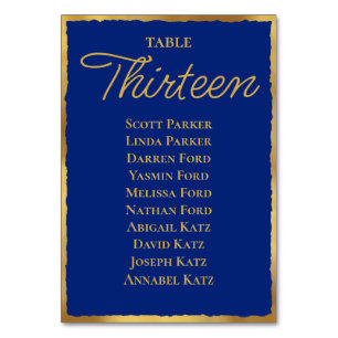 Numéro De Table Simple Elégance Royal Blue Gold Arête de siège gra