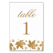 Numéro De Table Simple Élégant Automne Feuilles Dorées Mariage Per (Dos)