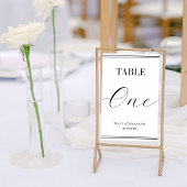 Numéro De Table Simple Elegant Black & White Formal Wedding