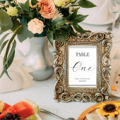Numéro De Table Simple Elegant Black & White Formal Wedding