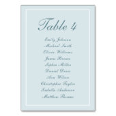 Numéro De Table Simple Elegant Bleu clair tableau de siège blanc (Dos)