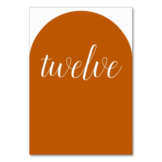 Numéro De Table Simple Elégant Burnt Orange Arrondi (Par défaut)