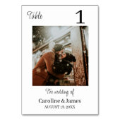 Numéro De Table Simple Élégant Couple Joli Moments Mariage photo (Dos)