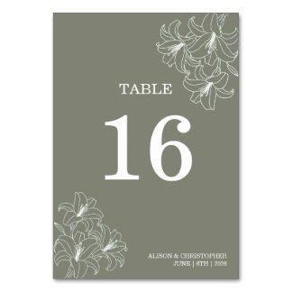 Numéro De Table Simple Élégant Fleurs Coins Mariage