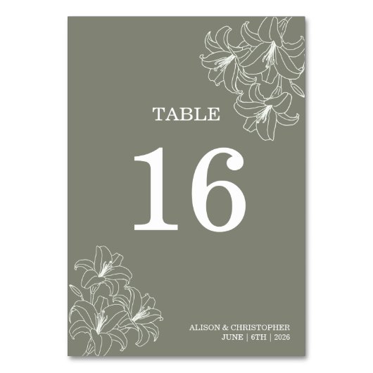 Numéro De Table Simple Élégant Fleurs Coins Mariage (Par défaut)