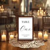 Numéro De Table Simple Élégant Mariage Formel Noir & Blanc