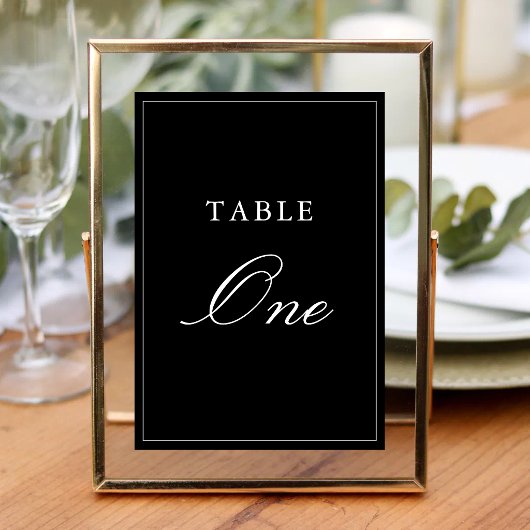 Numéro De Table Simple Élégant Mariage Formel Noir & Blanc
