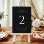 Numéro De Table Simple Elegant mariage noir et blanc<br><div class="desc">Coordonnez votre réception avec des numéros de table noirs simples et élégants. Maintenez un look cohérent avec un arrière - plan noir,  des lettres serif classiques et des noms personnalisés,  offrant une touche élégante et organisée à chaque table.</div>