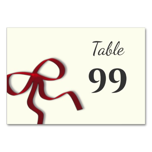 Numéro De Table Simple Elegant Minimalist Red Bow (Dos)